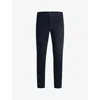 Hugo Boss Slim-fit Trousers In Stretch Cotton With Silk In Dark Blue