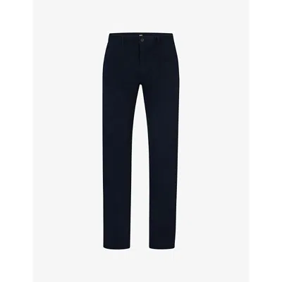 Hugo Boss Boss Mens Dark Blue Slim-fit Straight-leg Stretch-cotton Chinos