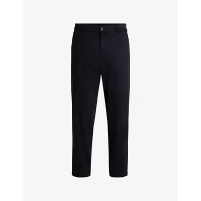 Hugo Boss Boss Mens Dark Blue Tapered-leg Tapered-fit Stretch-woven Trousers In Black