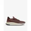 Hugo Boss Boss Mens Dark Red Branded Knitted Low-top Trainers In Dark Red