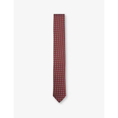 Hugo Boss Boss Mens Dark Red Jacquard-pattern Silk-blend Tie In Dark Red