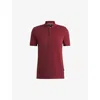 Hugo Boss Pallas Cotton Polo Shirt With Embroidered Logo In Dark Red