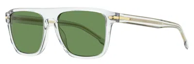 Hugo Boss Boss Men's Flat Top Sunglasses B1599/s Kb7qt Transparent Gray 56mm In Neutral
