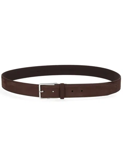 Hugo Boss Boss Men Leather Belt In Brown
