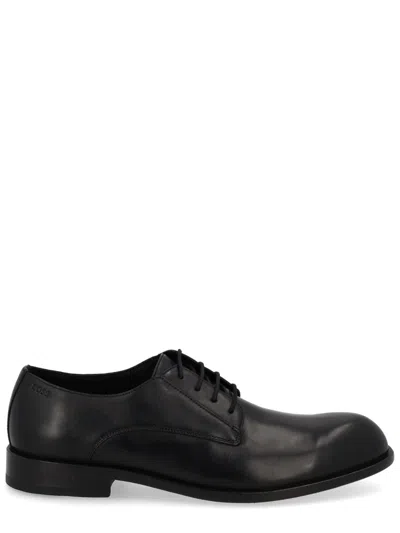 Hugo Boss Logo-debossed Derby Shoes In Black