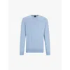 Hugo Boss Crew-neck Sweater In Cotton With Embroidered Logo In Light/pastel Blue