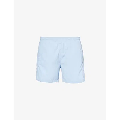Hugo Boss Logo-print Regular-fit Recycled-polyester Swim Shorts In Light/pastel Blue