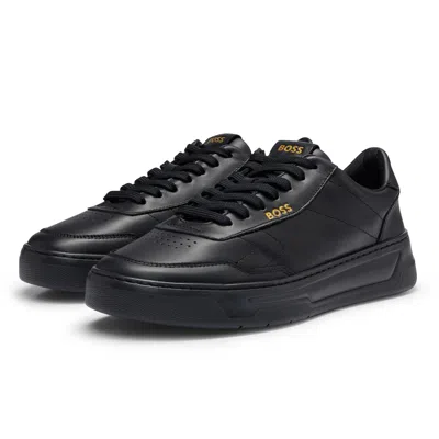 Pre-owned Hugo Boss Boss Men's Low Sneaker - Baltimore Tenn Ltl, Half Shoe, Genuine Leather, Logo In Black