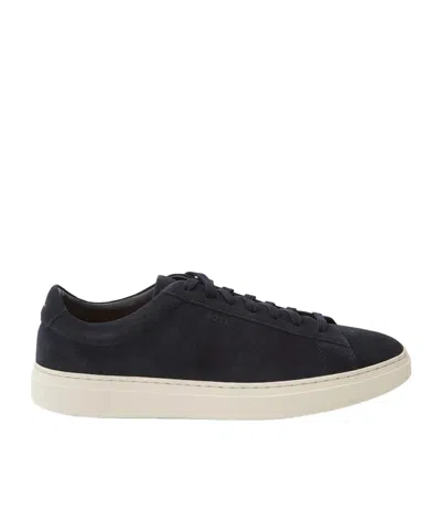 Hugo Boss Boss Men's Low-top Sneakers In Suede In Blue
