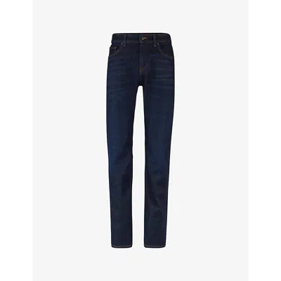 Hugo Boss Boss Mens Medium Blue Business Leisure Regular-fit Straight-leg Stretch-denim Jeans