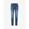 Hugo Boss Mens Medium Blue Regular-fit Tapered-leg Stretch-denim Jeans In Medium Blue