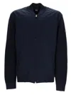 Hugo Boss Navy Blue Solid Mock Collar Jacket In Blue