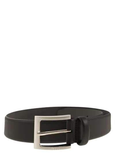 Hugo Boss Boss Men Nappa Leather Belt With Pin Buckle In Black