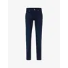 HUGO BOSS MENS NAVY LEISURE REGULAR-FIT STRAIGHT-LEG STRETCH-DENIM JEANS