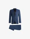 Hugo Boss Regular-fit Single-breasted Stretch Wool-blend Suit In Navy