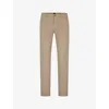 Hugo Boss Slim-fit Chinos In Stretch-cotton Satin In Light Brown