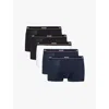 Hugo Boss Boss Mens Open Blue Branded Waistband Stretch-cotton Boxer Trunks In Open Blue