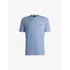 Hugo Boss Stretch-cotton Regular-fit T-shirt With Contrast Logo In Open Blue