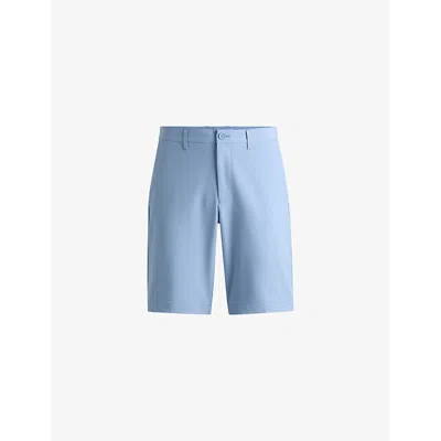 Hugo Boss Boss Mens Open Blue Knee-length Slim-fit Stretch-cotton Gabardine Shorts In Light Blue