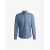 Hugo Boss Regular-fit Shirt In Washed Cotton Twill In Open Blue