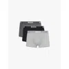 Hugo Boss Boss Mens Open Grey Branded Waistband Stretch-cotton Boxer Trunks