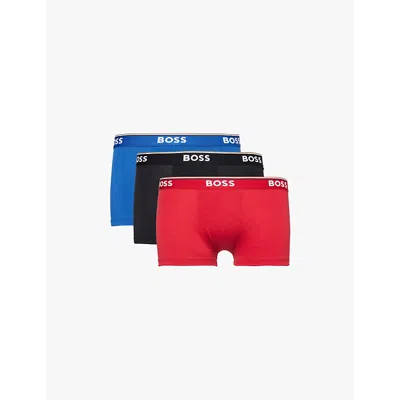 Hugo Boss Boss Mens Open Miscellaneous Pack Of Three Stretch-cotton Trunks