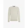 Hugo Boss Boss Mens Open White Business Logo-embroidered Regular-fit Cotton Jumper