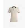 Hugo Boss Mens Open White Logo-embroidered Stripe Cotton-piqué Polo Shirt Xxl
