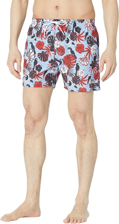 Hugo Boss Piranha Floral-print Swim Shorts In Multi