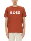 Hugo Boss Boss Tiburt 354 Logo Cotton Graphic T-shirt In Red