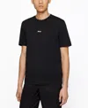 Hugo Boss Stretch-cotton Pajama T-shirt With Signature-stripe Tape In Black