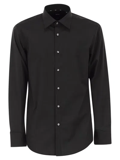 Hugo Boss Boss Men Slim Fit Shirt In Easy-iron Stretch Cotton Poplin In Black