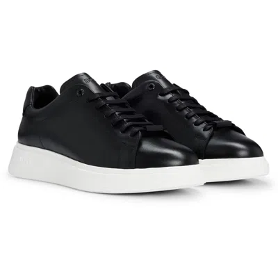 Pre-owned Hugo Boss Boss Men Sneaker - Bulton Runn, Low, Half Shoe, Lacing, Genuine Leather, Logo... In Black