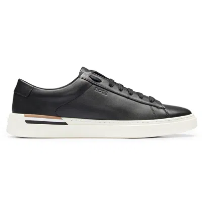 Pre-owned Hugo Boss Boss Men Sneaker Low - Clint Tenn Ltt, Half Shoe, Genuine Leather, Logo In Black