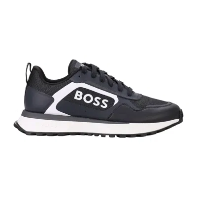 Pre-owned Hugo Boss Boss Men's Sneakers - Jonah Runn Merb , Trainers, Leisure, Mixed Material In Blue