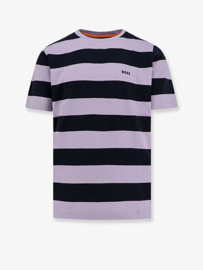 Hugo Boss Boss Men Striped Cotton T-shirt In Multi