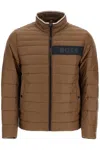 Shop Hugo Boss Boss Men's Striped Slim Down Jacket With High Collar In Green