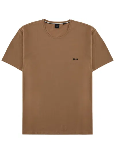 Hugo Boss Boss Men T-shirt With Logo In Brown