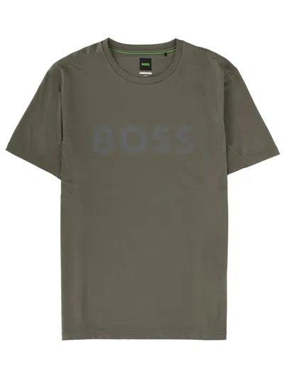 Hugo Boss Boss Men T-shirt With Logo In Green