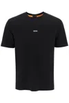 Hugo Boss Stretch-cotton Pajama T-shirt With Signature-stripe Tape In Black