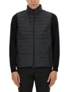 Hugo Boss Boss Quilted Black Vest With High Collar In Blue