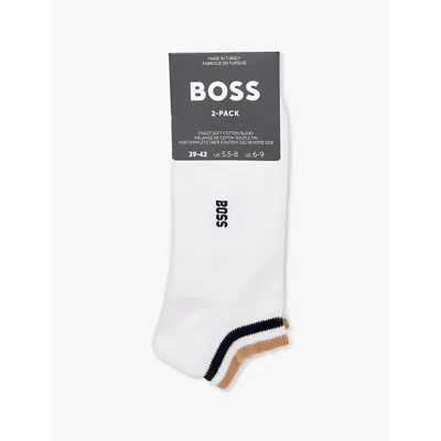 Hugo Boss Boss Mens White Branded Pack Of Two Cotton-blend Socks