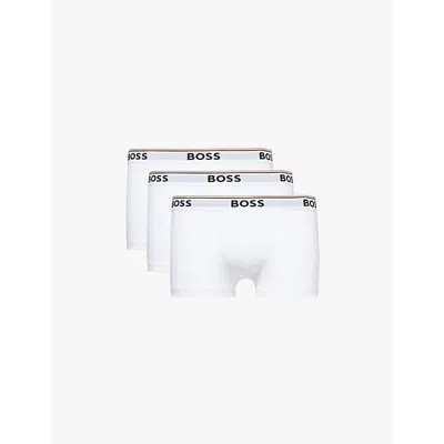 HUGO BOSS MENS BOSS BRANDED WAISTBAND STRETCH-COTTON BOXER TRUNKS