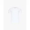 Hugo Boss Boss Mens White Crewneck Embroidered Branding Cotton-jersey T-shirt