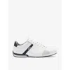 Hugo Boss Boss Mens White Logo-emed Lace-up Leather Low-top Trainers