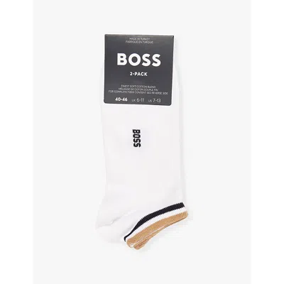 Hugo Boss Boss Mens White Pack Of Two Cotton-blend Socks