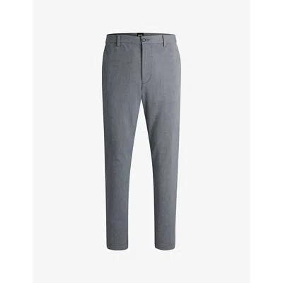 Hugo Boss Regular-fit Trousers In Melange Stretch Panama In Dark Blue