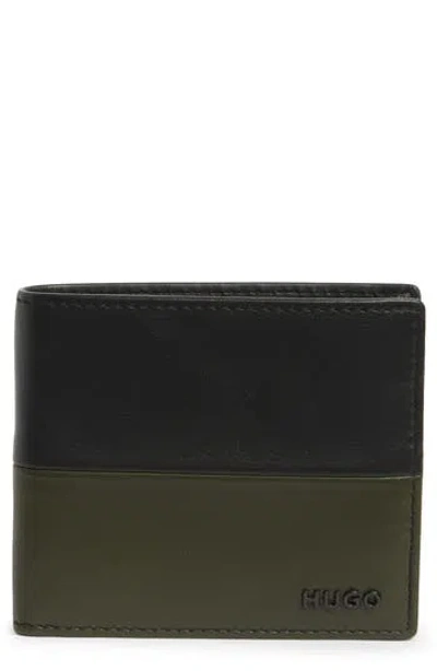 Hugo Boss Boss Mett Leather Bifold Wallet In Black