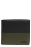 Hugo Boss Boss Mett Leather Bifold Wallet In Black