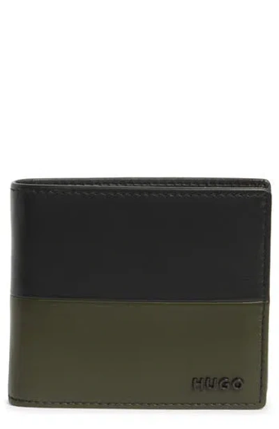 Hugo Boss Boss Mett Leather Bifold Wallet In Black